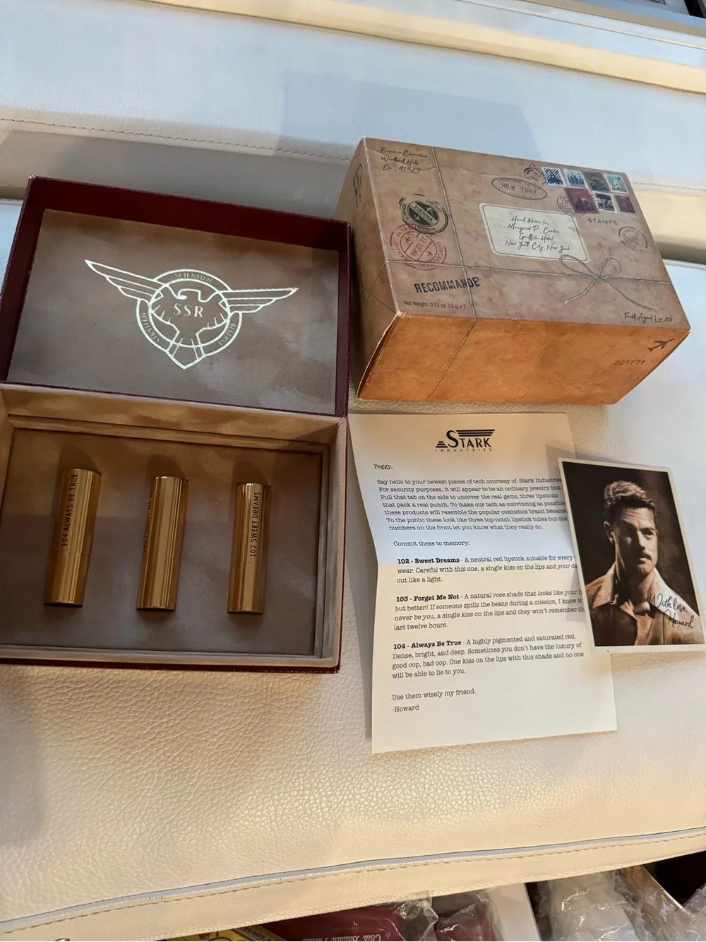 Besame Agent Carter Rare and Collectible Box set with card and three lipsticks